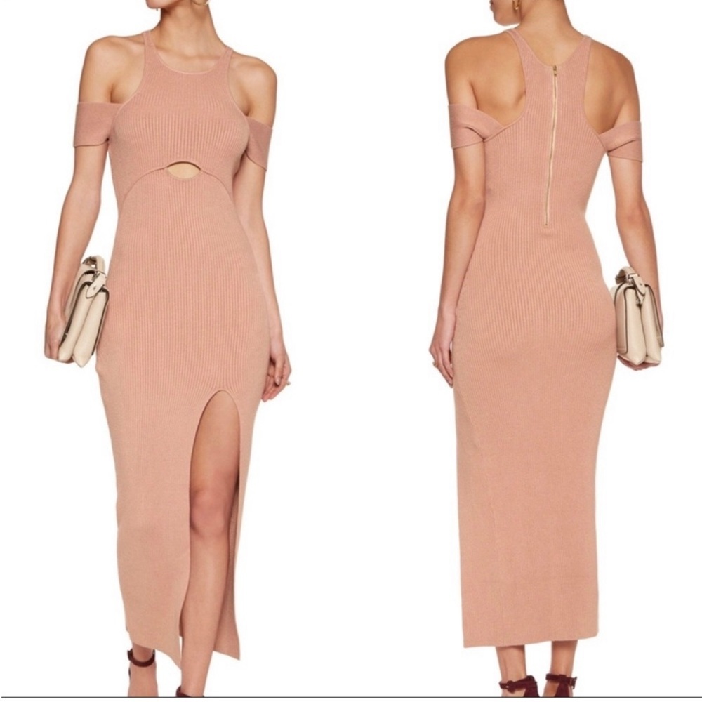 Self Portrait | Ribbed Knit Cutout Midi Dress Rose | M